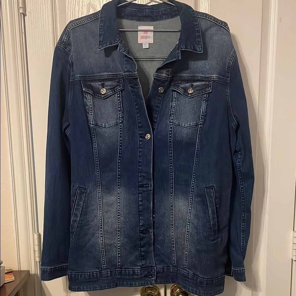 LuLaRoe denim floral embroidered jacket